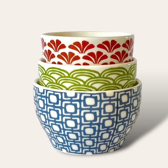 Starbucks Other - Starbucks Nesting Tea Cups Bowls Bone China Geometric Pattern - Set of 3 2009